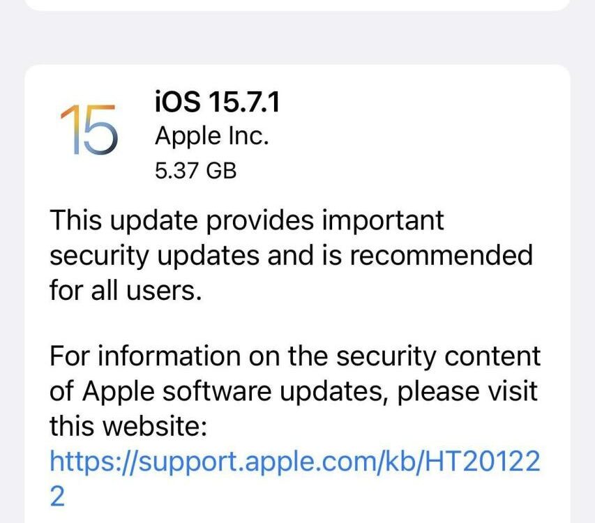 Actualización de software iOS 17.7.1 para iPhone.