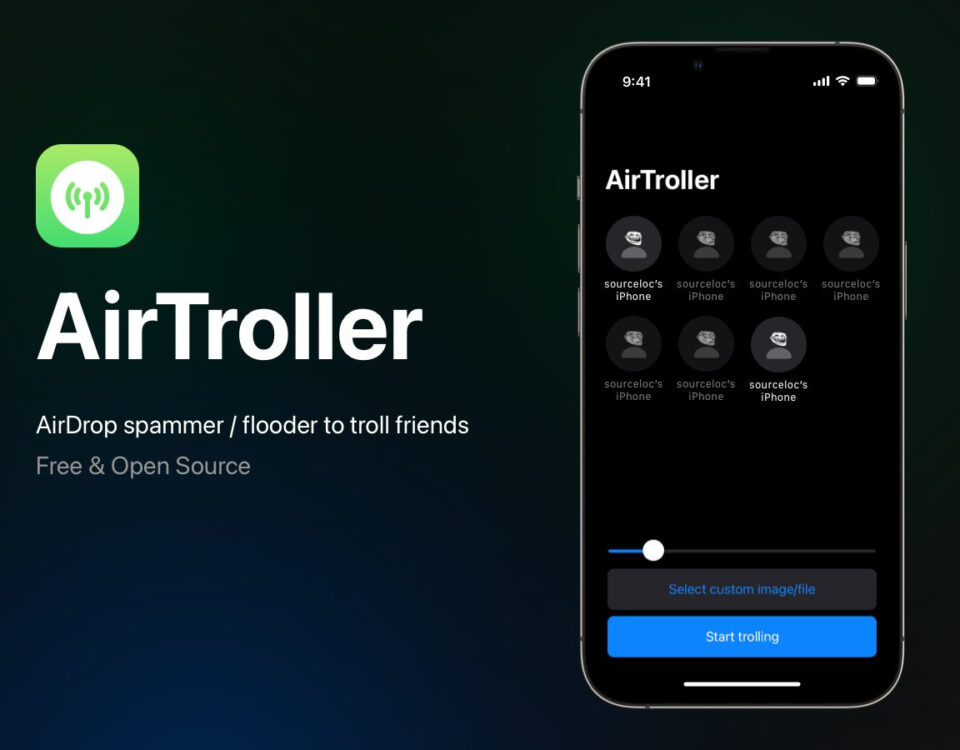 Utilidad de spam AirTroller AirDrop para iOS.