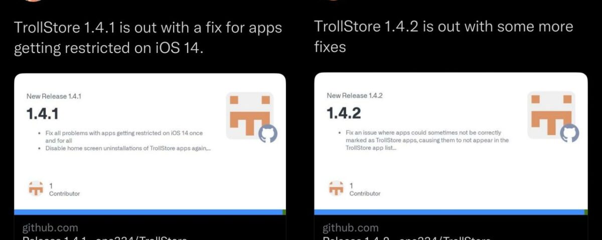 TrollStore versiones 1.4.1 y 1.4.2 lanzadas