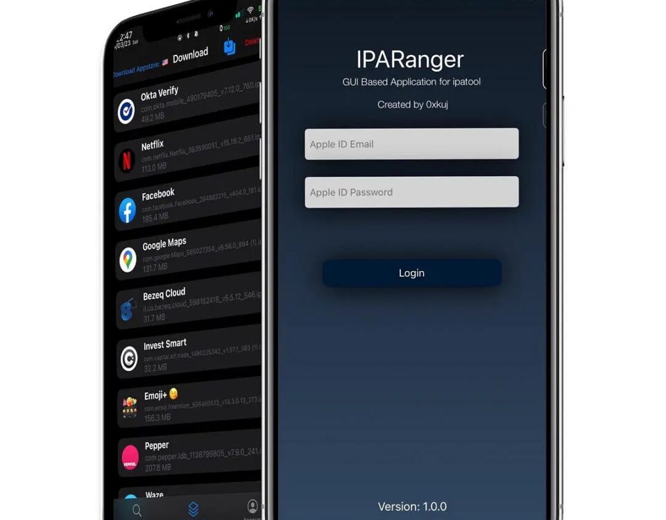 Interfaz de usuario de la aplicación IPA Ranger.