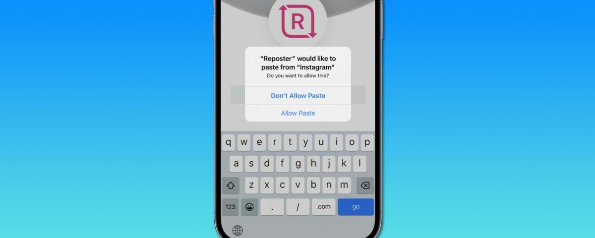 Solicitud excesiva de permiso para pegar en el portapapeles de iOS 17 en la aplicación Reposter en iPhone