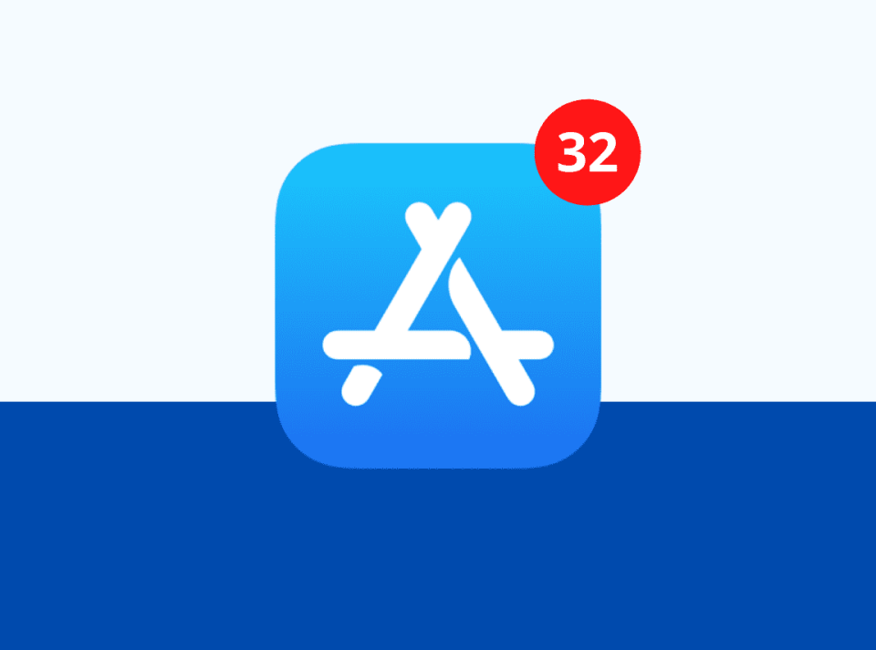 Logotipo de Apple App Store con actualizaciones pendientes en insignia roja