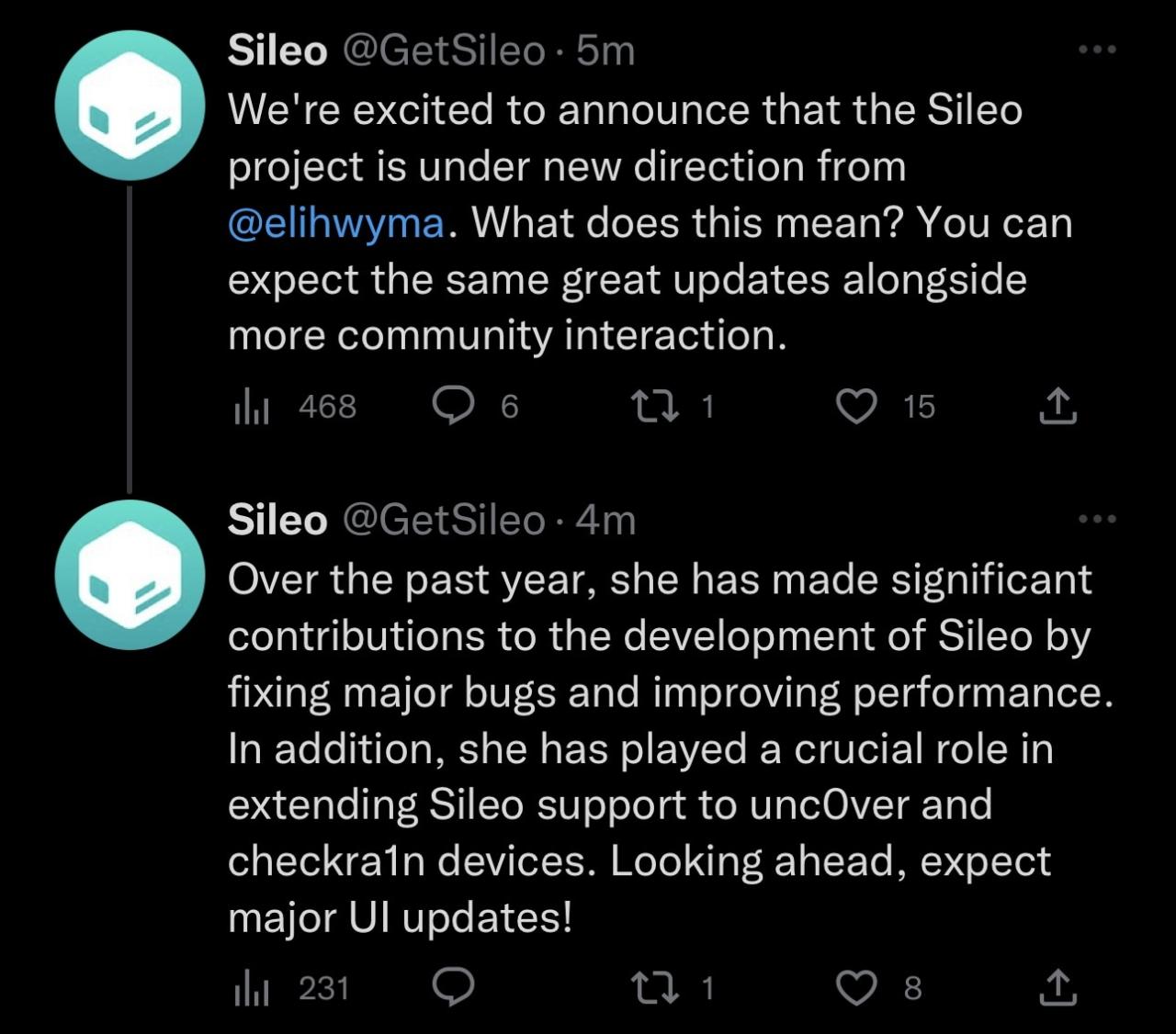 El equipo de Sileo anuncia a Amy mientras se convierte en la nueva directora del equipo de Sileo en Twitter.