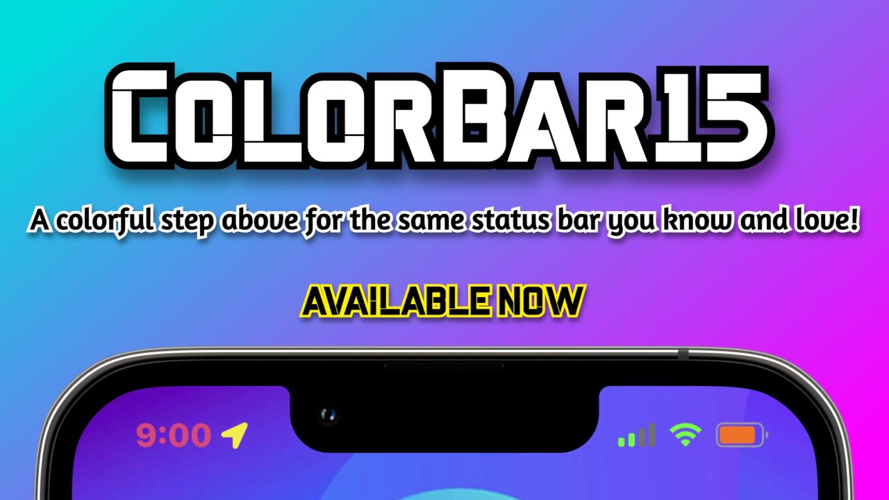 Colorea la barra de estado de tu dispositivo iOS 17 con jailbreak con ColorBar15.