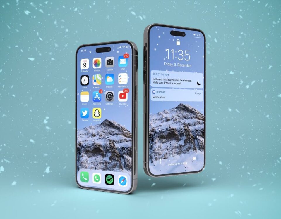 Copos de nieve de Stella para las pantallas de inicio y de bloqueo del iPhone.