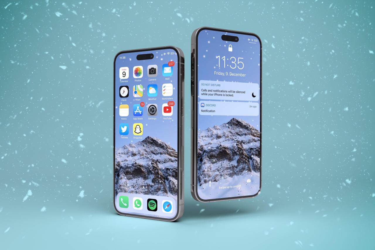Copos de nieve de Stella para las pantallas de inicio y de bloqueo del iPhone.